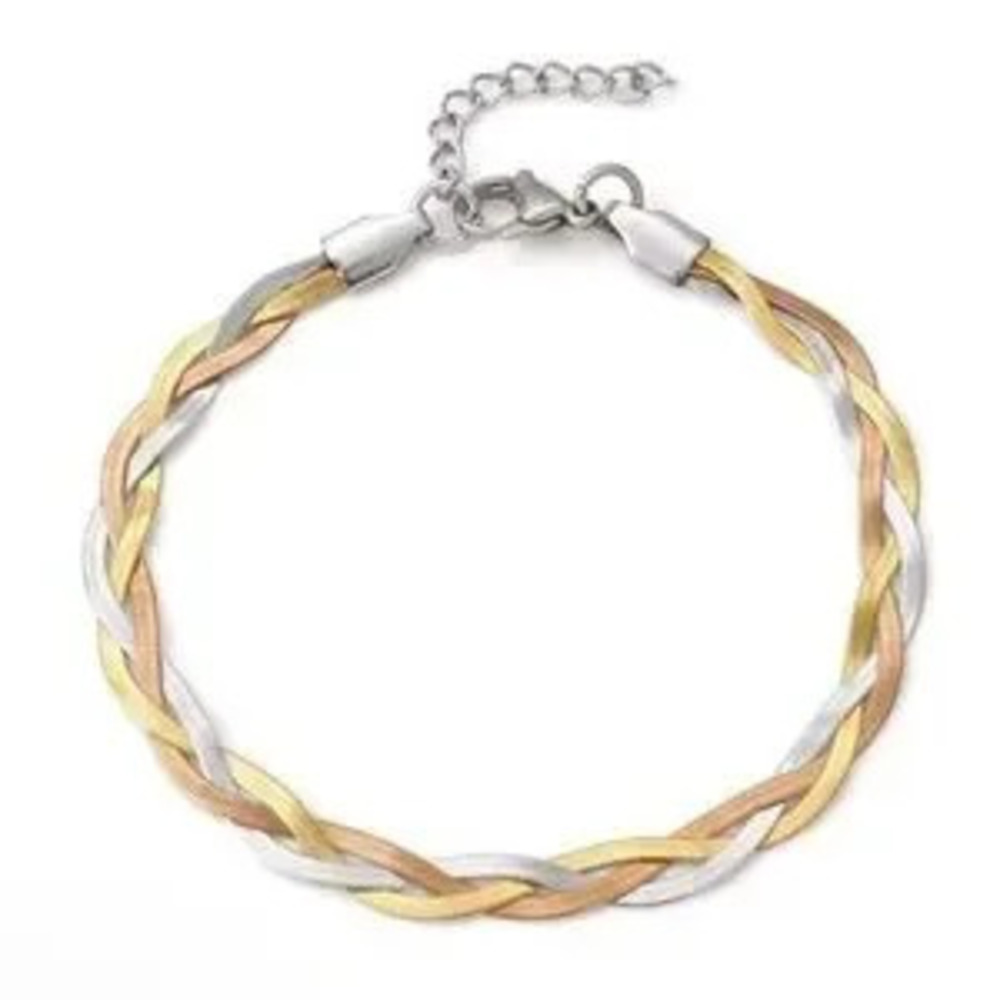 Twisted Three Tone Bracelet for Men and Women 7.2